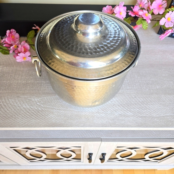 Vintage Ice Bucket Hammered Aluminum Classy Addition to your Holiday!